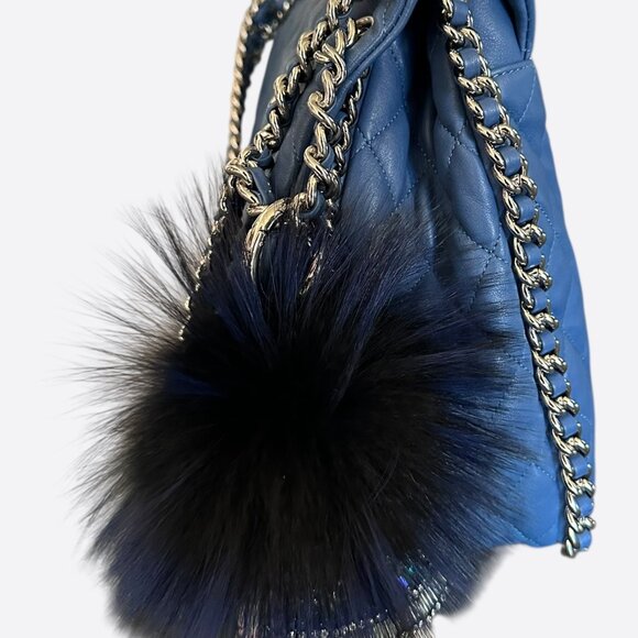 Chanel Navy Lambskin Quilted Chain Around Maxi Flap Bag - Picture 4 of 9